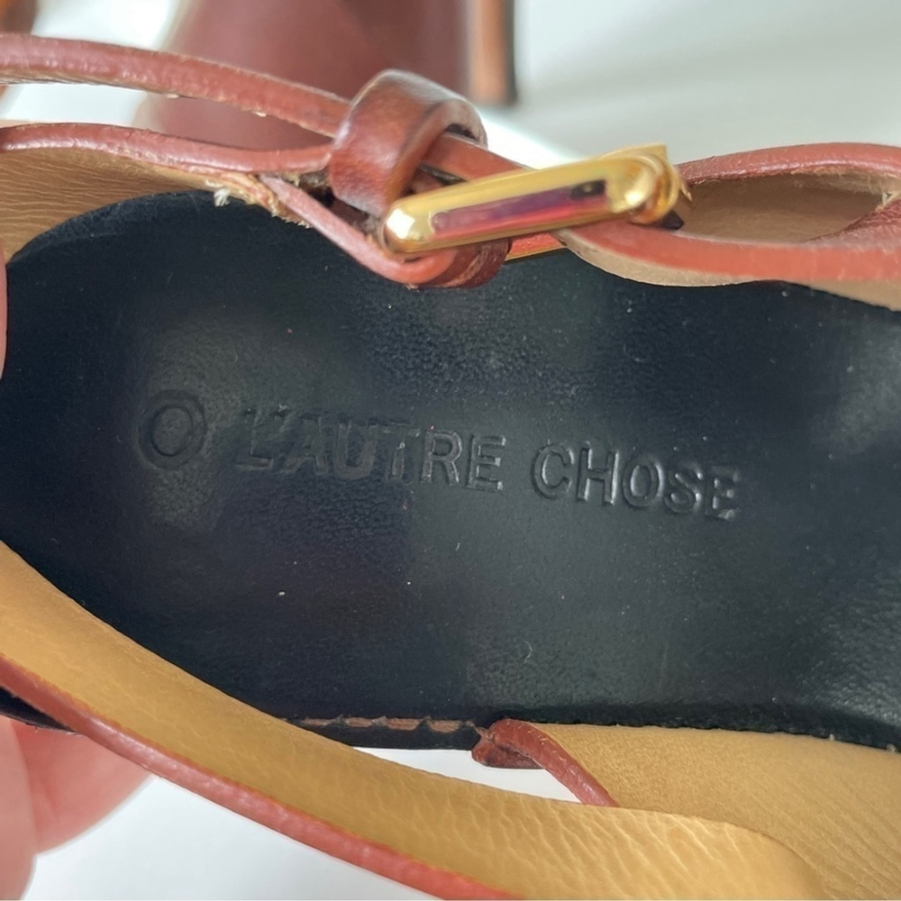 L’autre Chose Brown Leather Criss-Cross Sandle High Heel Clog Platform 7.5 - Picture 9 of 10